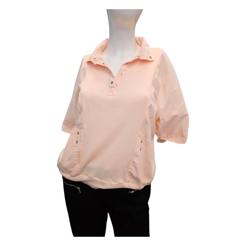 Shenanigans Peach Waffle Top Womens Size Large Vintage 80's